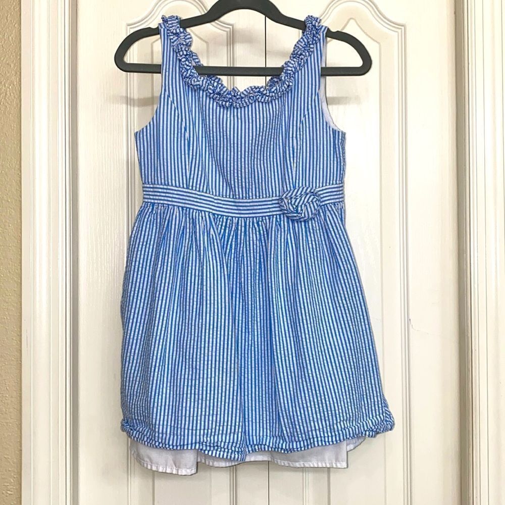 Lilly Pulitzer Girls Georgina Dress Coastal Blue Seersucker